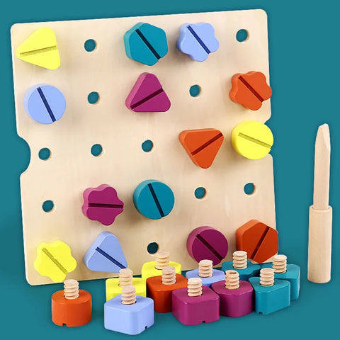 Montessori Wooden Screw and Color Relationship Toy – Educational and Fun Teeny Pandas