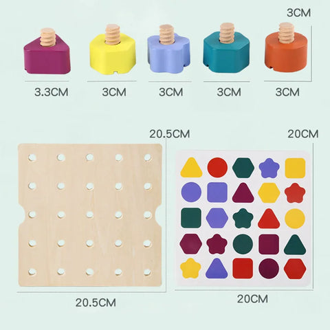 Montessori Wooden Screw and Color Relationship Toy – Educational and Fun Teeny Pandas