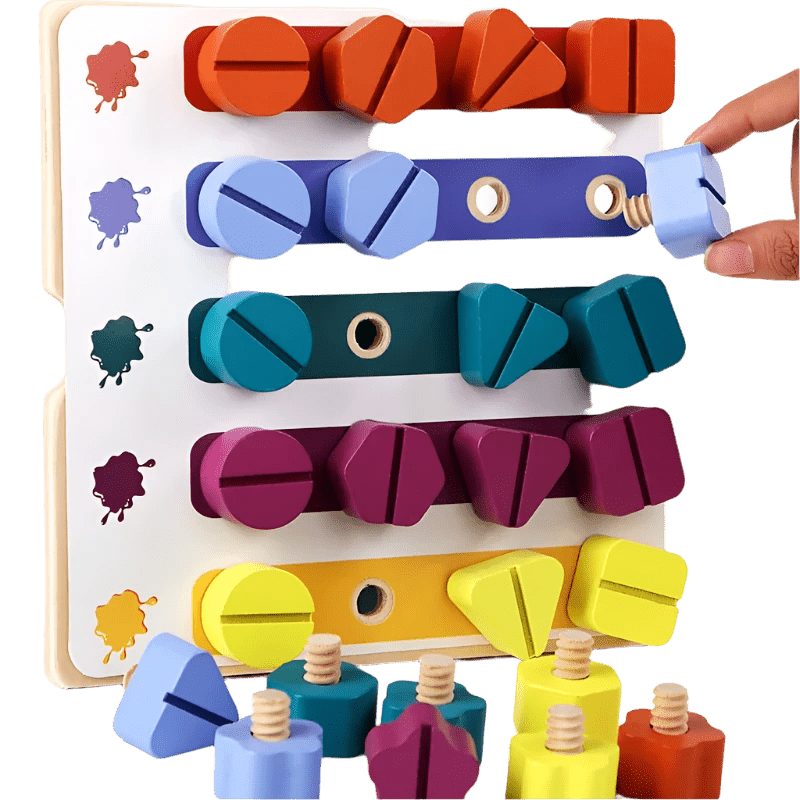 Montessori Wooden Screw and Color Relationship Toy – Educational and Fun Teeny Pandas