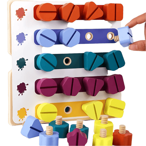 Montessori Wooden Screw and Color Relationship Toy – Educational and Fun Teeny Pandas