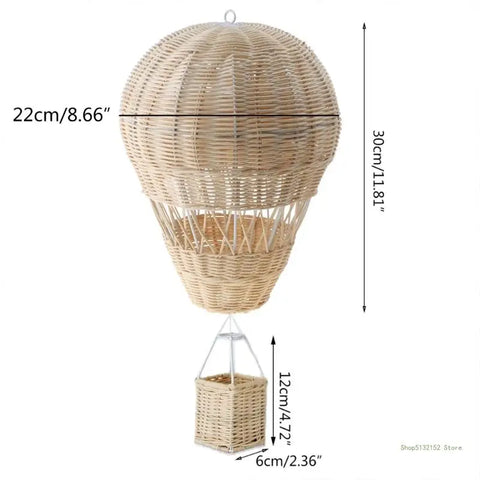 Rattan Hot Air Balloon Wall Décor - Elegant Room Decoration! Teeny Pandas