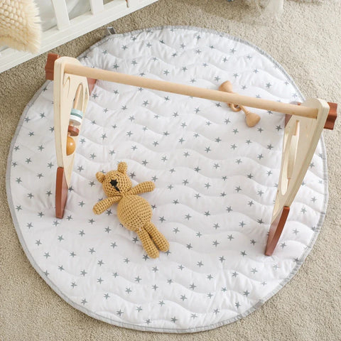 Rocket-Themed Baby Gym with Wooden Rattle Toys Teeny Pandas