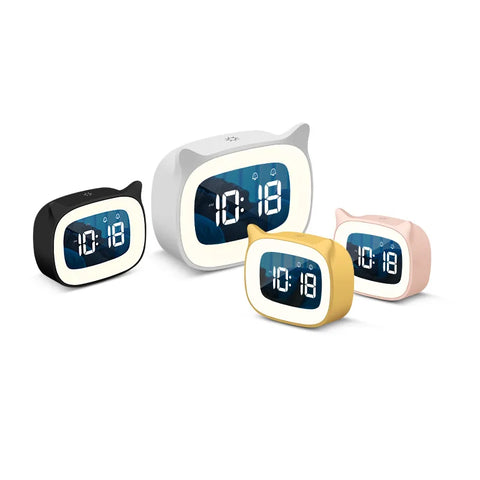 Cat Shape LED Digital Alarm Clock - With Voice Control and Night Light