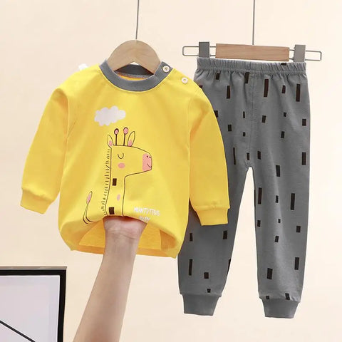 Cartoon Cotton Baby Boys Pajama Set - Autumn 2-Piece Home Clothes