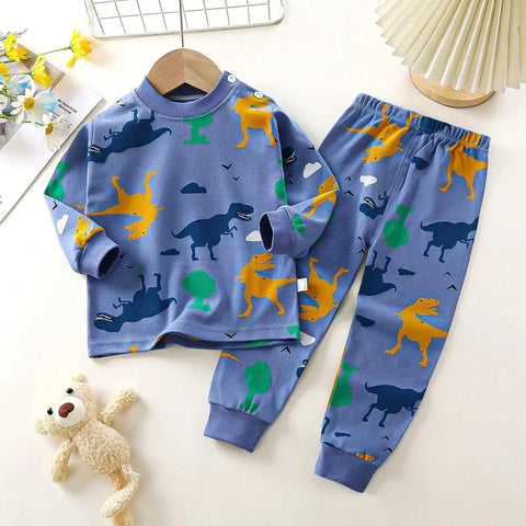 Cotton Pajama Set for Kids – Autumn Long Sleeve Tops + Pants Set