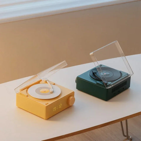 Retro Vinyl Bluetooth Speaker & Alarm Clock for Kids