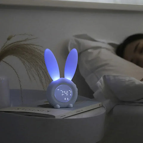 Cute Bunny Ears LED Silent Digital Alarm Clock - Perfect Bedroom Decoration