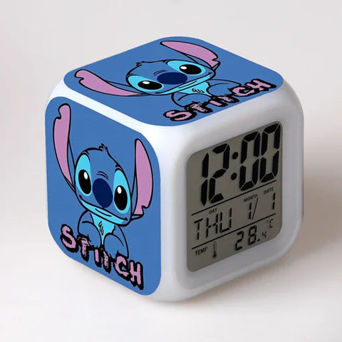 Stitch LED Color Alarm Clock - Lilo & Stitch Cartoon Figure Toy for Kids