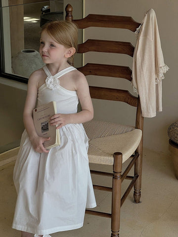 Elastic Spaghetti Strap Dress – Spanish Style Camellia Flower Sundress