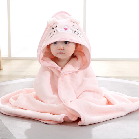 Cartoon Animal Baby Bath Towels - Warm Sleeping Swaddle Wrap