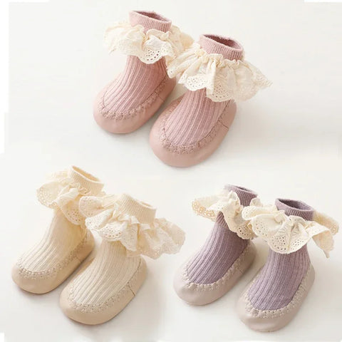 Baby Ruffle Socks with Rubber Soles - Soft, Stylish, Anti-Slip Baby Socks
