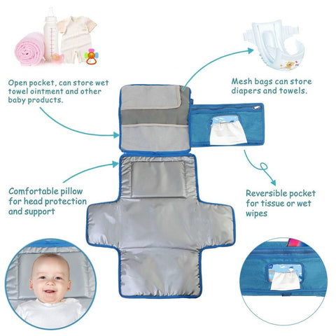 Portable Nappy Changing Pad with Pockets