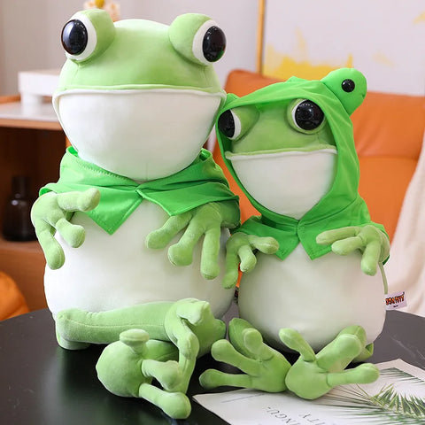 Kawaii Cloak Frog Plush Toy – Soft Stuffed Animal Hug Pillow