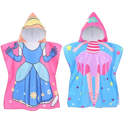 Princess Girl Beach Towel with Hood – Hooded Bath Robe for Kids