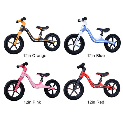 12-Inch No Pedal Balance Bike for Toddlers – Adjustable Seat Push Bicycle