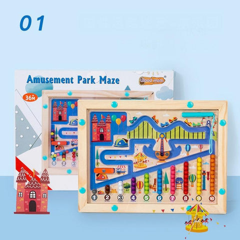 Wooden Magnetic Bead Maze Toy | Montessori Play