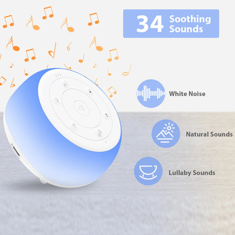 White Noise Machine with 7 Colors Night Lights - Baby Sleep Soother