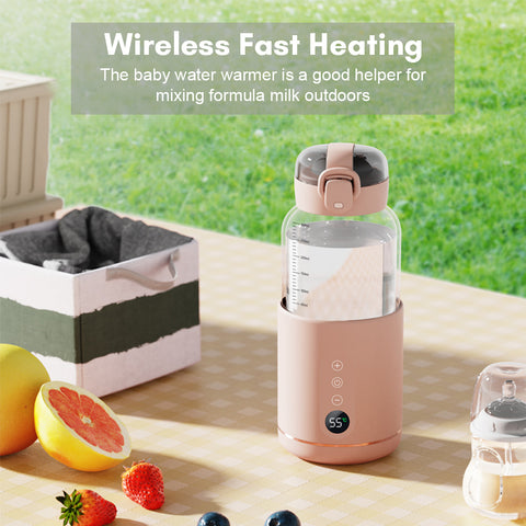 Wireless Electric Baby Bottle Heater with USB Rechargeable Temperature Control & Display