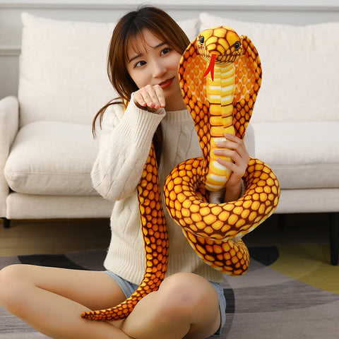 Simulated Colorful Cobra Plush Toy – Stuffed Snake Plushies