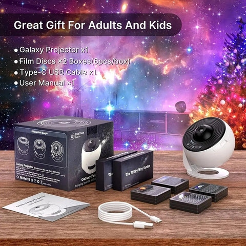 Galaxy Starry Sky Projector - 360° Rotate Planetarium Lamp for Kids Bedroom!