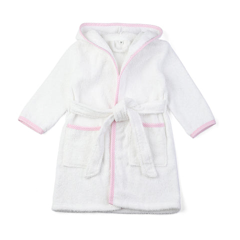 White Terry Hoodie Bathrobe – Unisex Kids Cotton Dressing Gown