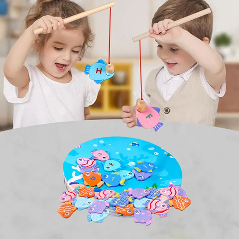 Montessori Wooden Magnetic Fishing Toy – Alphabet & Numeric Educational Game