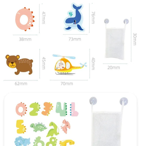 Baby Bath Puzzle Toy Set – Floating & Wall-Sticking
