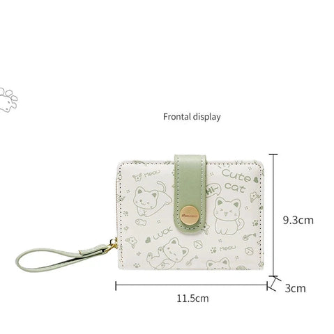 Cute Cat Girls Wallet – Short Zipper Wallet for Women and Students