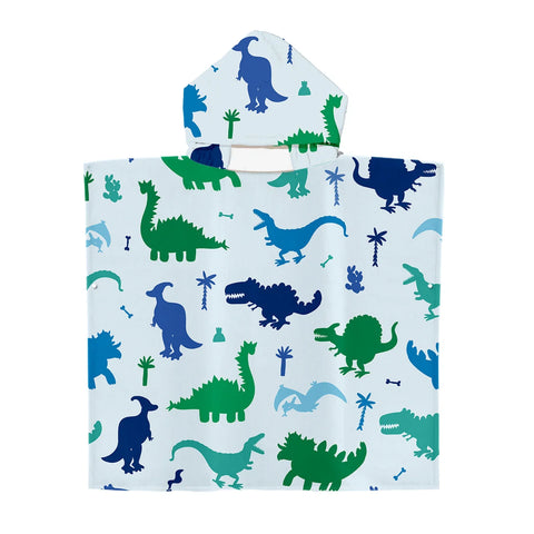 Cartoon Dinosaur Beach Bath Towel – Microfiber Quick Dry Hooded Poncho for Kids & Adults