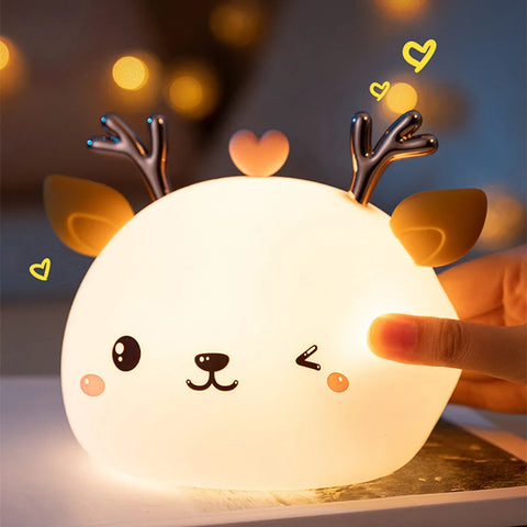 Love Deer Night Light - Cute & Colorful Touch Sensor Lamp for Kids