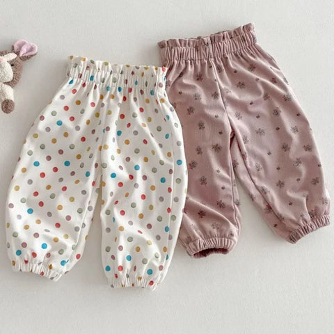 Spring New Children’s Polka Dot Harem Pants – Korean Style Floral Jogger Sweatpants