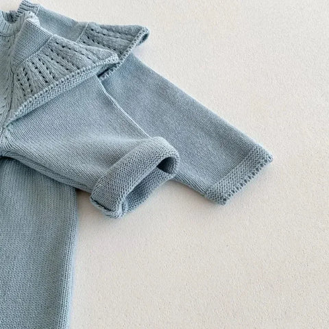 Girls Ruffle Knitted Wool Long Sleeve Dress - Autumn Sweater Dress