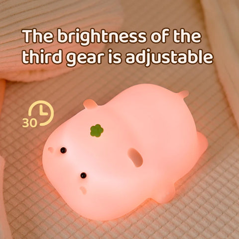 Pink Hippo Night Light – Cute Silicone Lamp for Kids