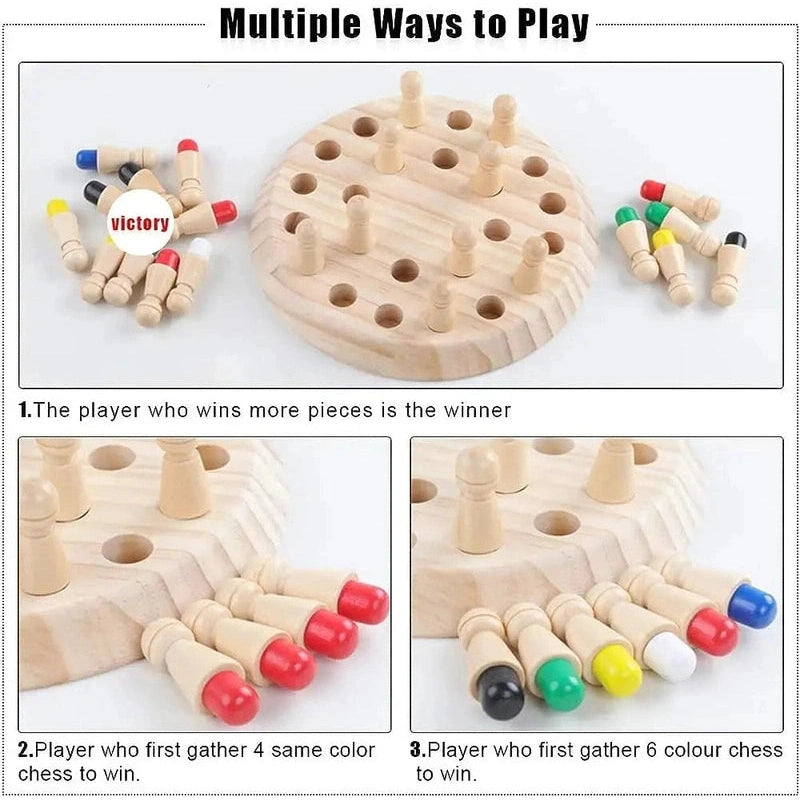 Montessori Memory Chess - Educational memory matching board game Teeny Pandas