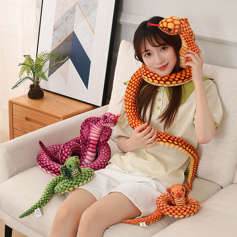 Simulated Colorful Cobra Plush Toy – Stuffed Snake Plushies