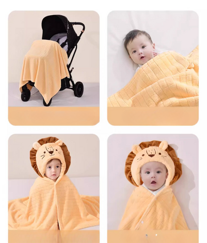 Soft Baby Bath Cartoon Hooded Towel