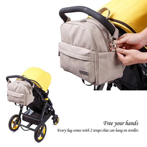 Solid Fashion Nappy Backpack – Waterproof Multi-Function Nappy Changing Bag