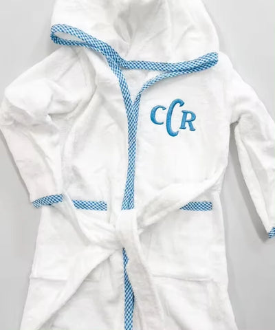 White Terry Hoodie Bathrobe – Unisex Kids Cotton Dressing Gown