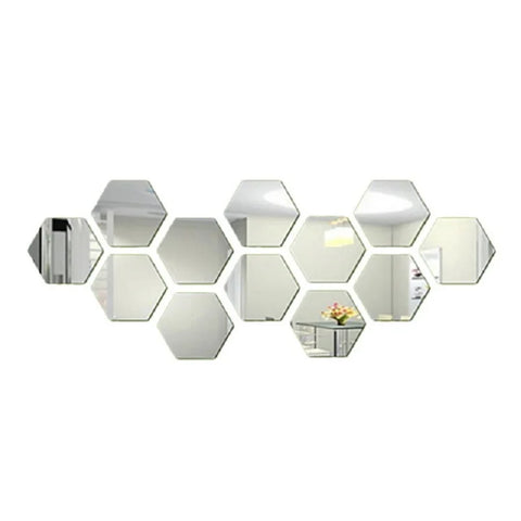 3D Hexagon Mirror Wall Stickers - Rose Gold DIY Home Decor