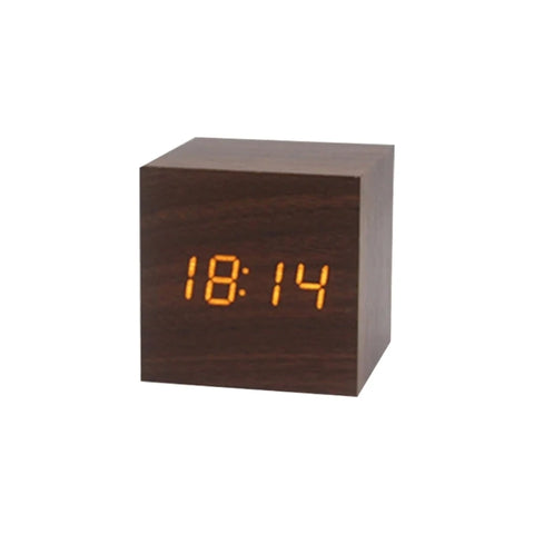 Wooden Digital Alarm Clock with Temperature & Sound Control