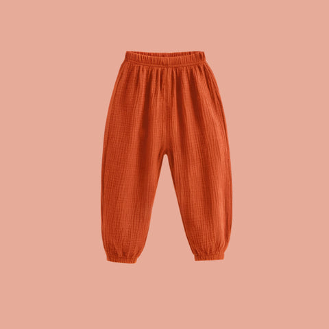 Summer Kids Cotton Linen Pleated Pants – Stylish & Comfortable Harem Trousers