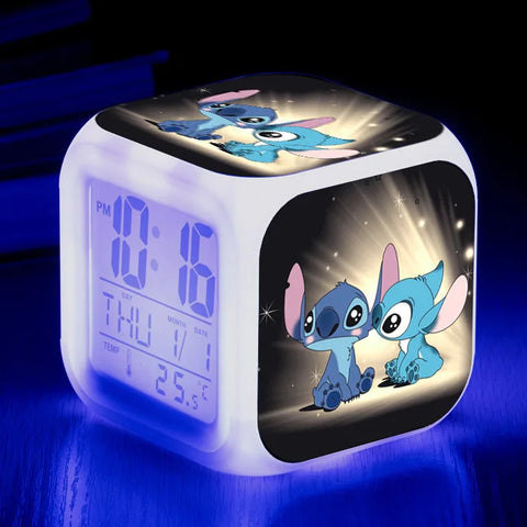 Stitch LED Color Alarm Clock - Lilo & Stitch Cartoon Figure Toy for Kids