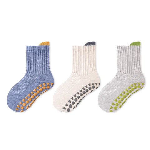 Three Pairs Baby Anti-Slip Socks for Boys and Girls