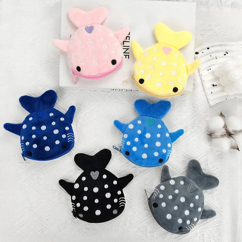 Multicolor Cute Plush Whale Fish Coin Purse for Kids