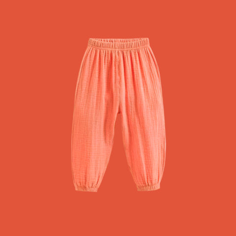 Summer Kids Cotton Linen Pleated Pants – Stylish & Comfortable Harem Trousers