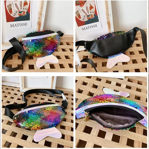 Fashion Sequin Fanny Pack for Kids – Shiny Mermaid Waist Bag for Girls