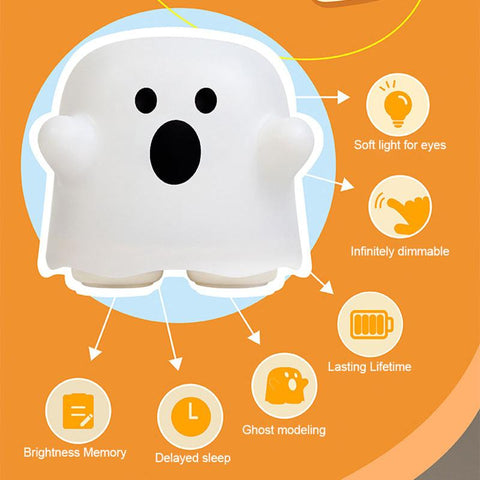 Adorable Boo Ghost Silicone Lamp - With Touch Sensor and Dimmable