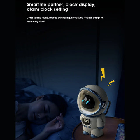 Astronaut Styling Wireless Smart Alarm Clock - With Speaker & Night Light