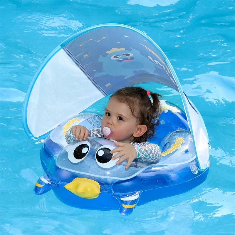 Toddler Inflatable Swim Float with Canopy - Safe Water Fun Teeny Pandas