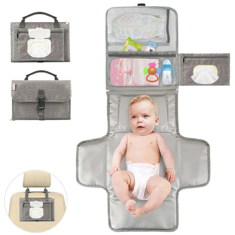 Portable Nappy Changing Pad with Pockets